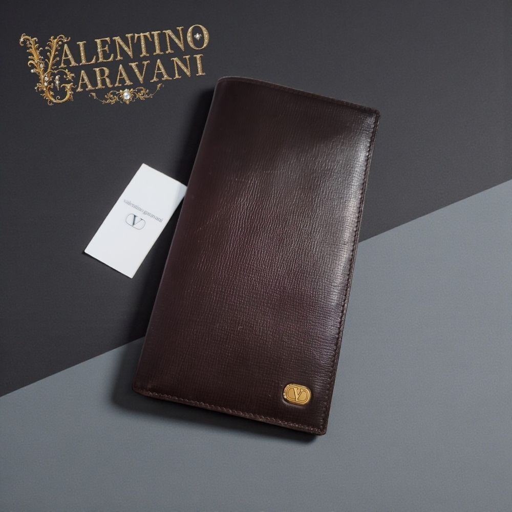 Valentino Garavani Brown Leather Long Wallet Vintage In EUC